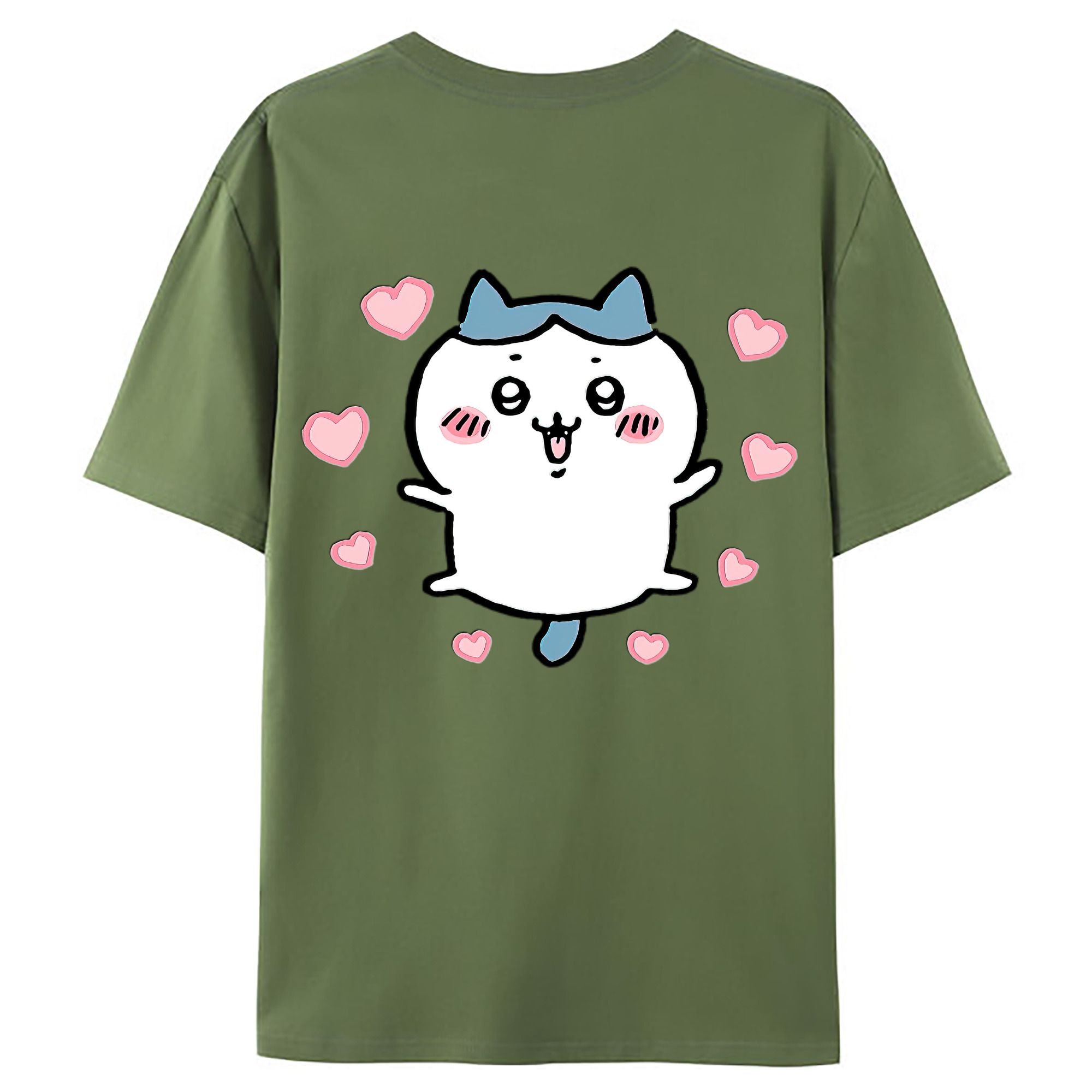 （画像用） ちいかわ ハチワレ Chii-kawa hachiware 綿100％ メンズ半袖Tシャツ（バックプリント） 通気性